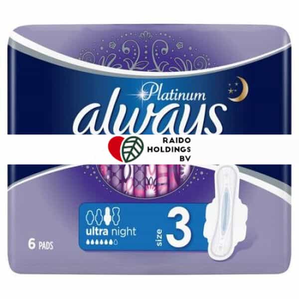 Always Sanitary Pads Platinum Night Size 3  6pcs